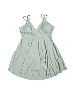 NWOT | Mint Green Ribbed V-Neck Empire Waist Back Cut-Out Swim Dress | XL